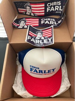 Chris Farley for President Cap + Stickers Box Promo