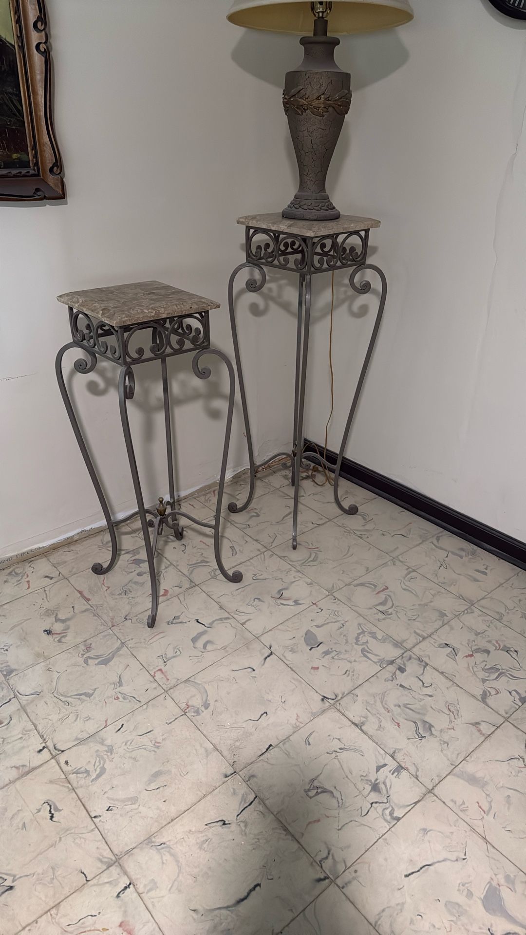 Marble Tall End Tables  Excellent Condition 