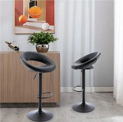 BLACK BARSTOOLS SET OF 2 PCS. PU LEATHER COLOR BLACK 💥BRAND NEW NEVER USE 💥