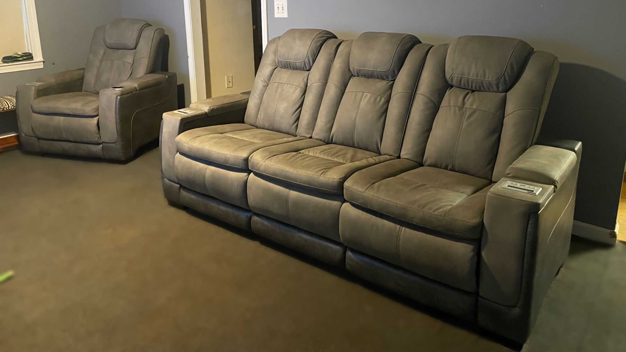 Bobs Furniture - Recliner Sofa & Chair .. Matching Set