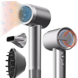 Micollme High-Speed Hair Dryer with Diffuser, Ionic Blow Dryer 150,000RPM Brushless Motor for Fast Drying, Quiet Hair Dryer with Tri-Colour LED Light 