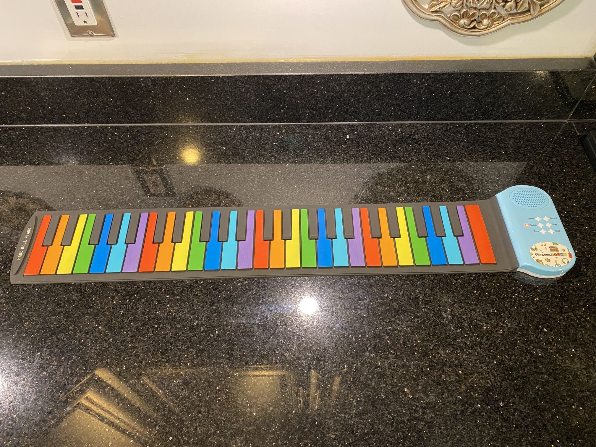 PicassoTiles PT49 49-Key Roll-Up Rainbow Electronic Digital Piano-Keyboard w/Bag