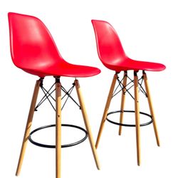 Set of 2 Modern Red Bar Stools — $120