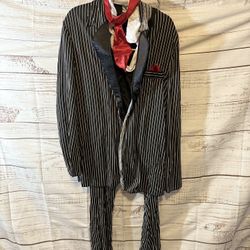 Adult Gangster / Mobster Costume – Black Pinstripe Suit with Red Tie
