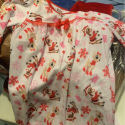 Rudolph Nightgown Girls Size Medium Flannel Long Sleeves Ruffles At Bottoms