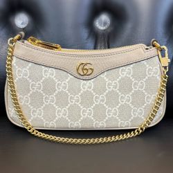 Gucci Ophidia mini bag in beige and white GG Supreme Leather & Canva handbag