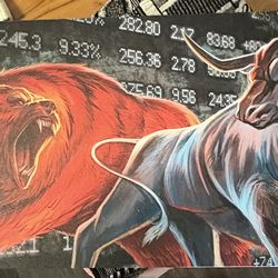 Bull Bear 48 X 20 Canvas
