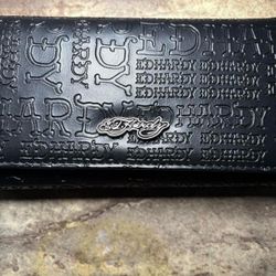 ED HARDY BLACK LEATHER WALLET $22.99