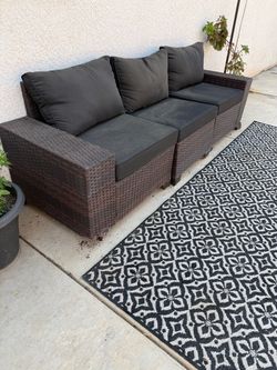 Outdoor Wicker 3-Seat Sectional Sofa