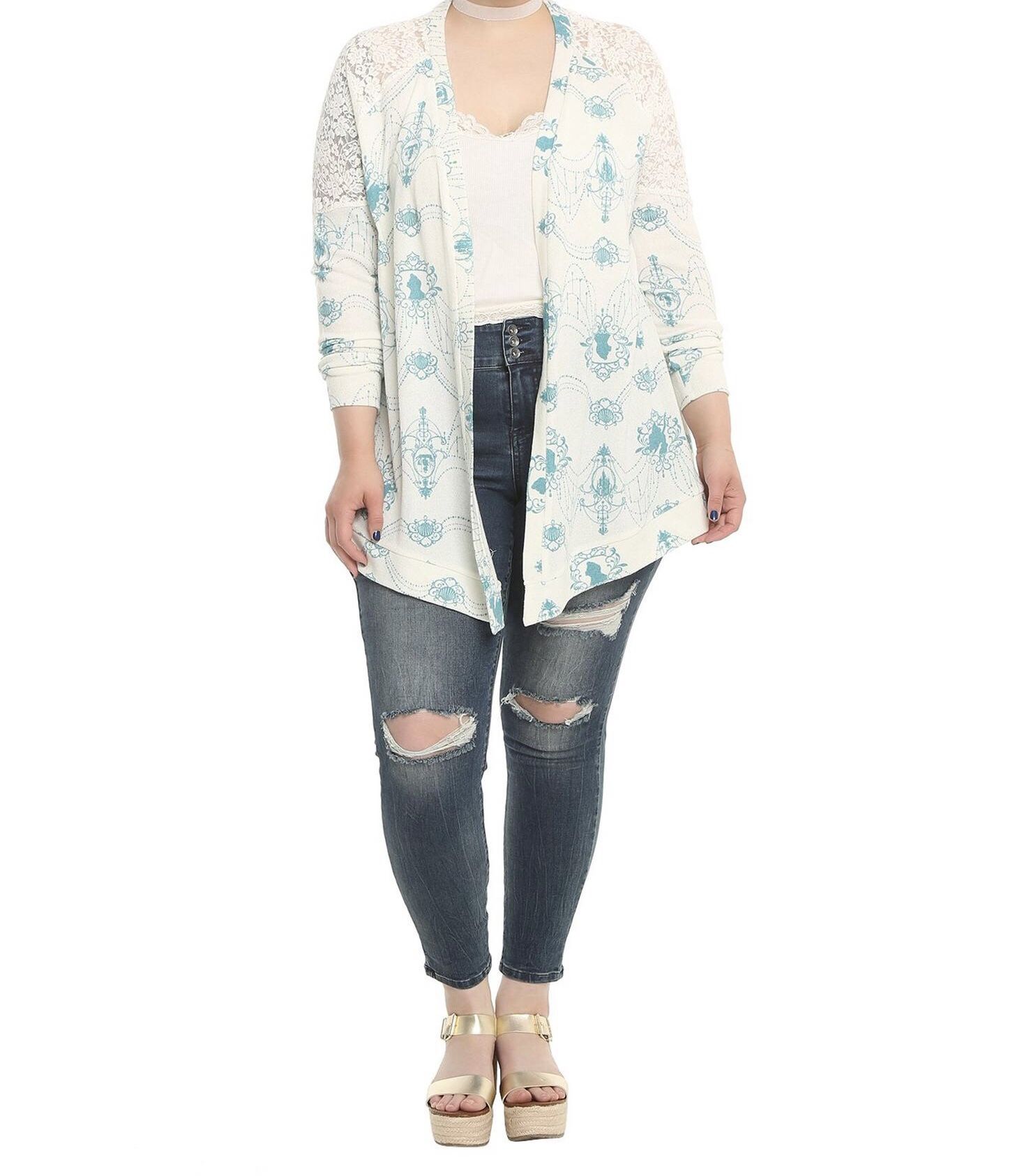 Torrid x Disney Collab - The Little Mermaid Lace Back Flyaway Cardigan - Size 3x