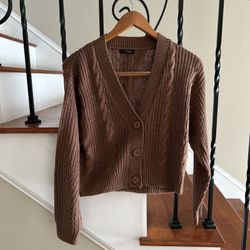 Tiffosi Women Brown Cardigan Sweater Button Up Size S