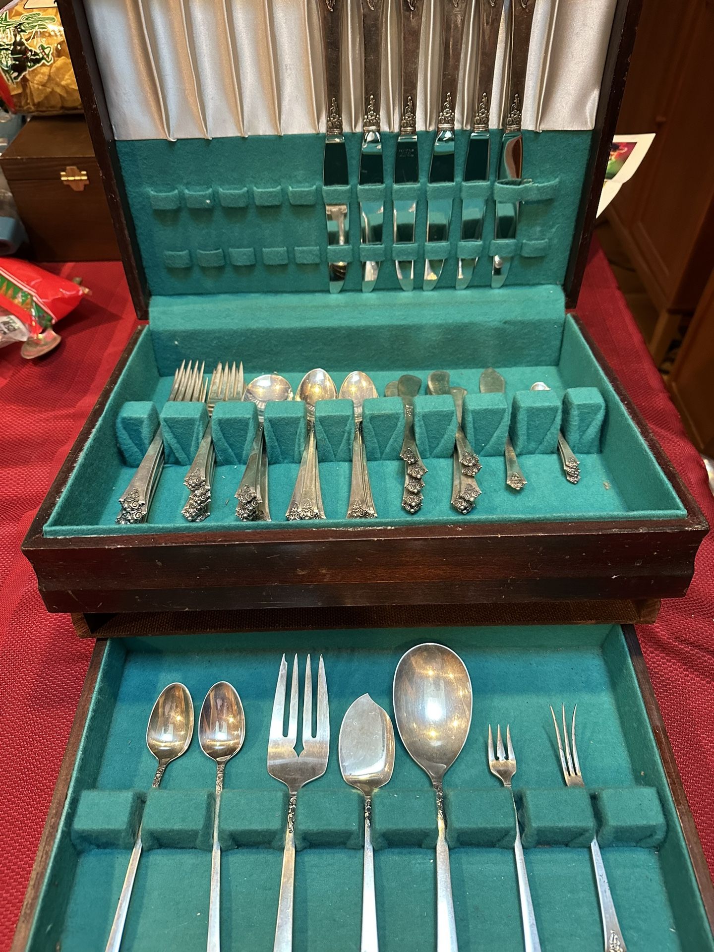 Castle, Rose, Sterling, Silver Flatware With Storage Chest