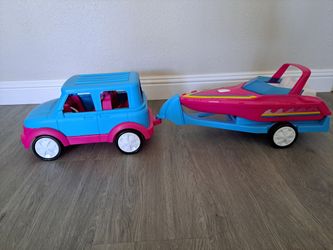 Barbie Doll Speedboat Trailer SUV Jeep Convertible