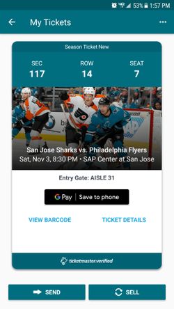 1 Sharks ticket