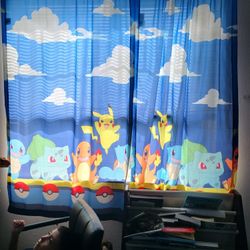 Kids Pokemon Curtains And Comforter. Twin Or Full Size