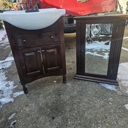 Price Is Firm.. Beautiful Wooden Bedrooms Vanity Sink And Medicine Cabinet