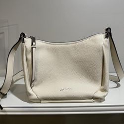 Authentic Calvin Klein Pebbled Leather Shoulder Bag – Cream