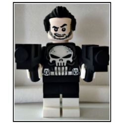 CUSTOM 3D PRINTED HAND PAINTED LEGO PUNISHER DECOR FIGURE