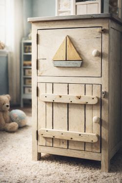 Handcrafted Vintage Solid Wood Cabinet – Nursery / Playroom Storage