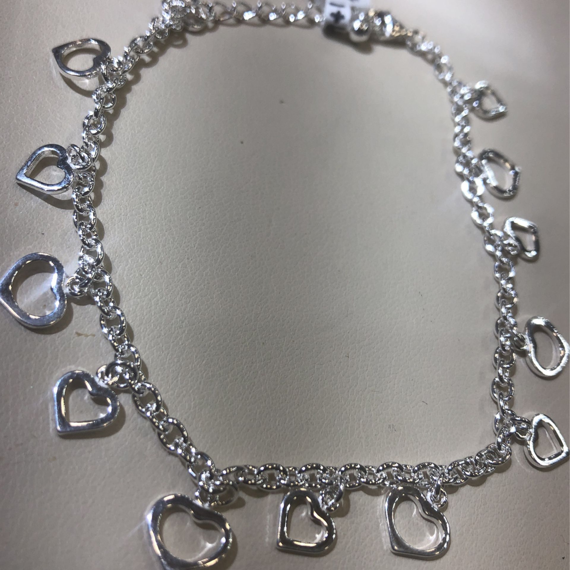 925 Sterling silver anklet with 15 hearts 10 inches