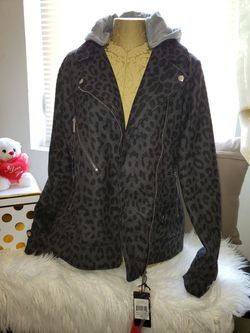 Yoki Charcoal Print Hoodie Jacket