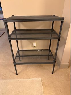 Grey metal shelf