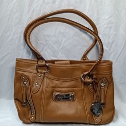 Sophia Caperelli Genuine Brown Leather Hand Bag Animal Print Interior