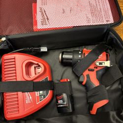 New M12 Compact Drill, Battery, Charger and Case. 
