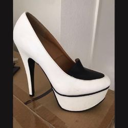 Women's White and Black Penelope 5" Heel