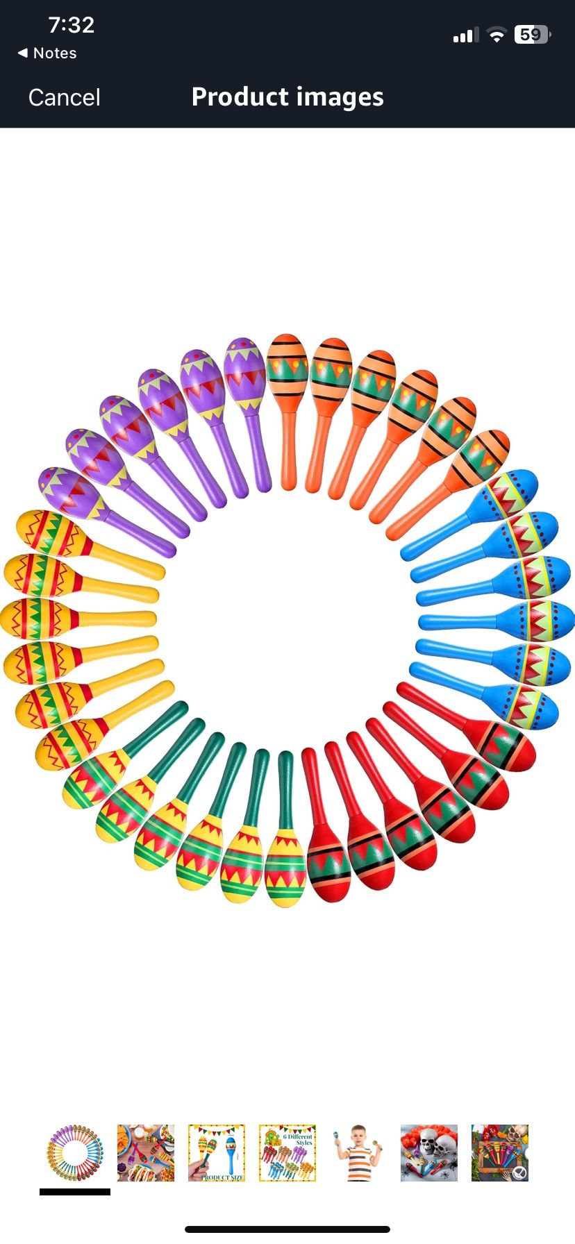 Hungdao 36 Pcs Mini Mexican Fiesta Wooden Maracas Bulk 6 Designs Wooden Maracas