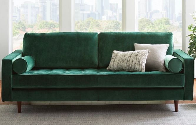 Gorgeous Emerald Green Velvet Sofa like New