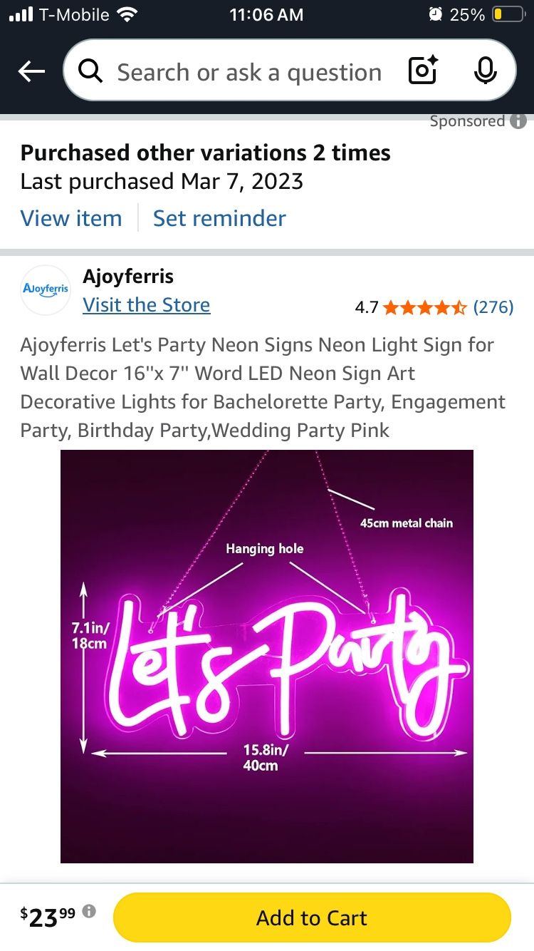 Let’s Party Neon Sign