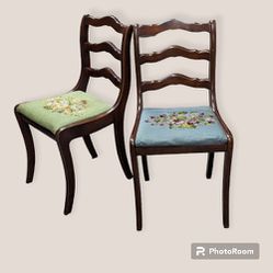 Antique Tell City Chairs Set of 2 Walnut Ladder Pattern 4222 Mahogany Finish