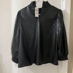 Leather Shirt Quarter Sleeve (large) New