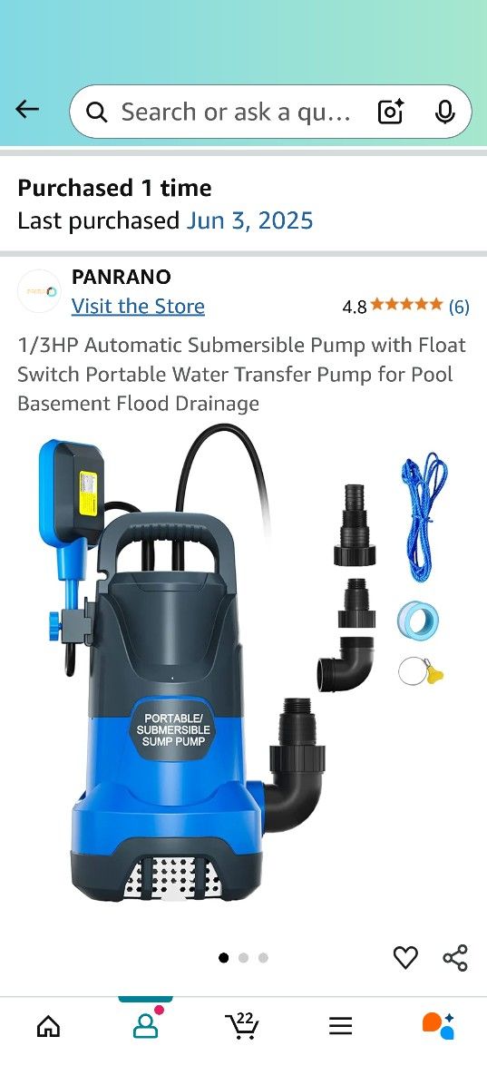 New 1/3rd hp submersible water pump