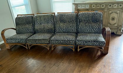 Mid Century Bamboo Rattan Sofa