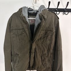 Levi's Men's Washed Cotton Hooded Military Jacket 