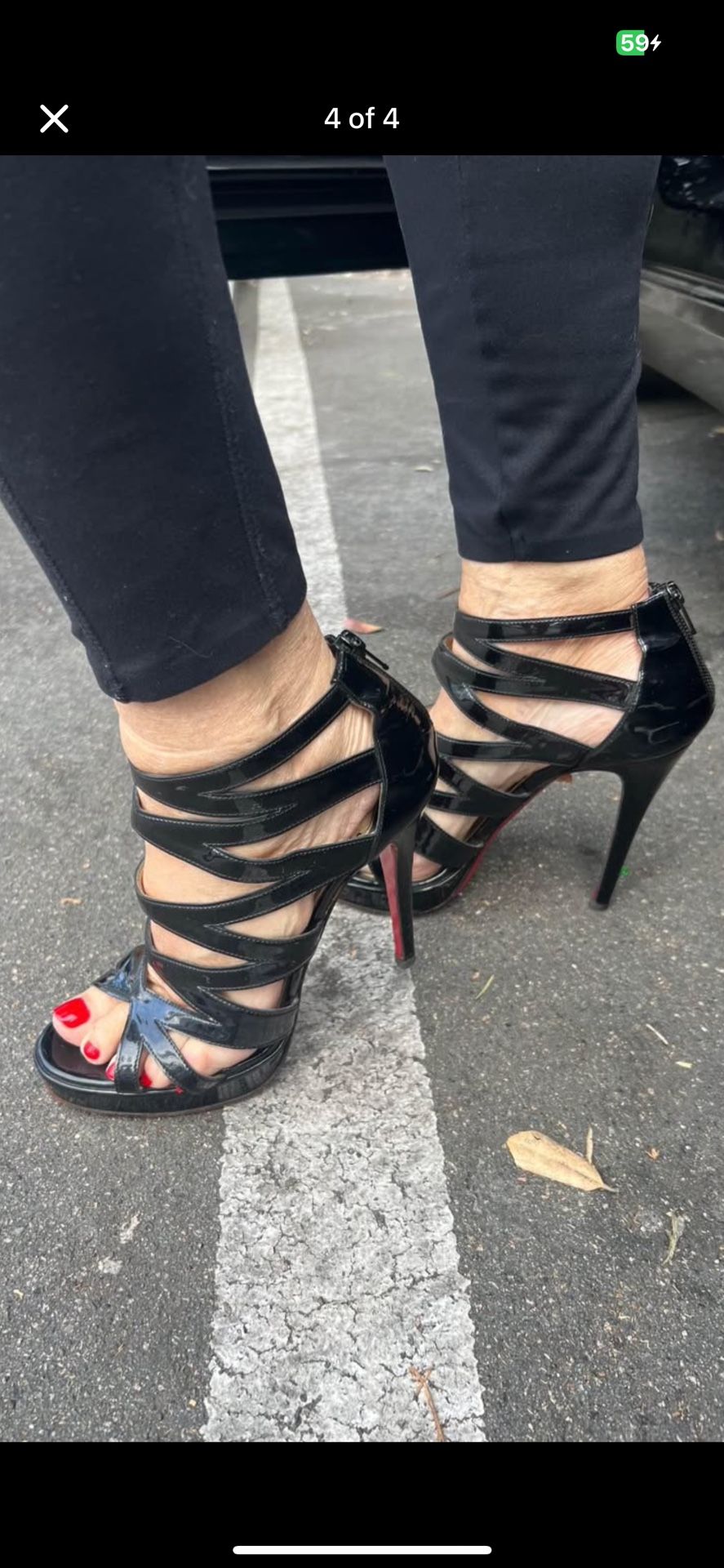 Black patent Louboutins and Roberto Cavalli High heels