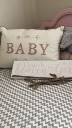 Mud pie baby plaque $15 baby pillow $10(new)