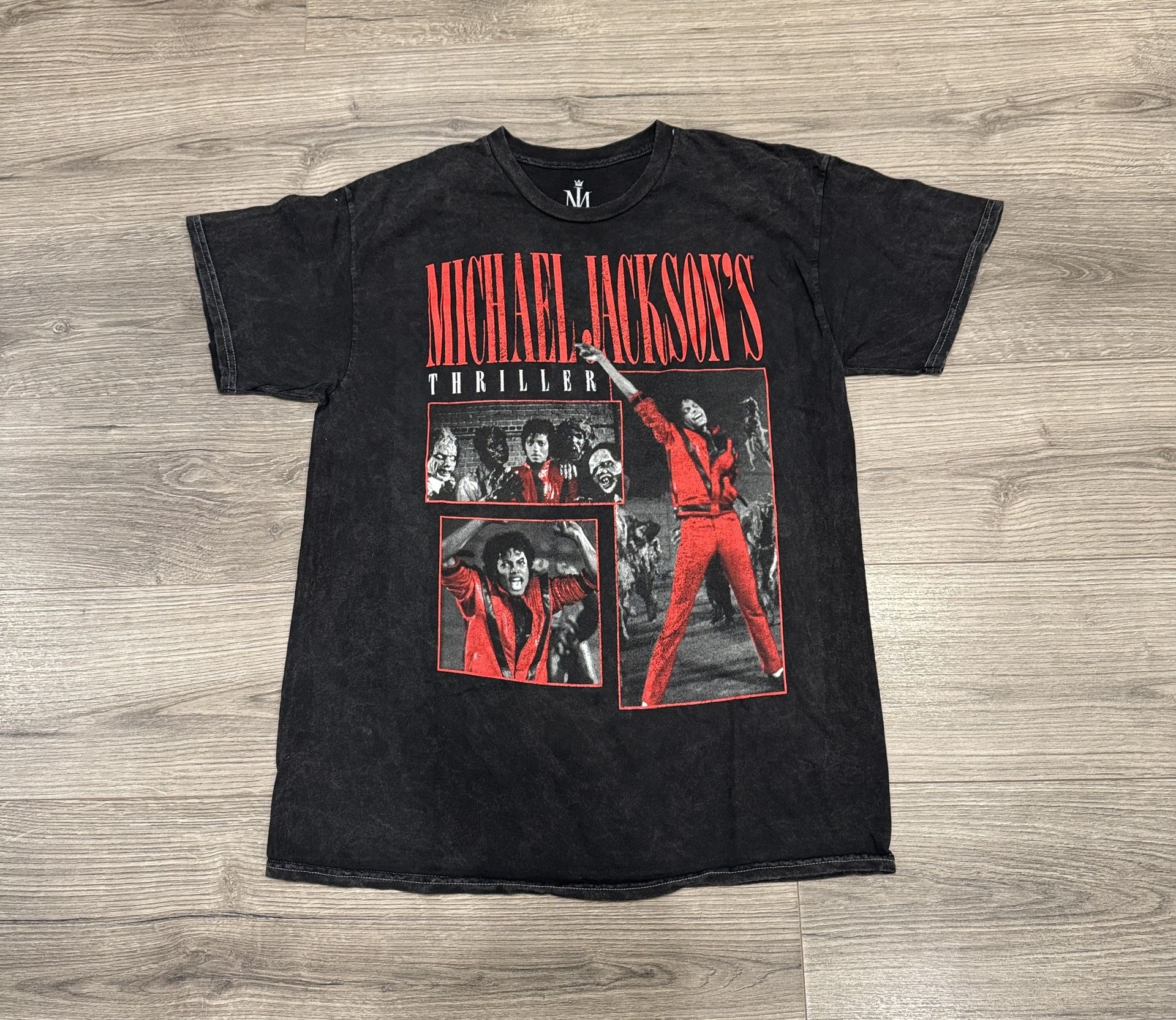 Ripple Junction Michael Jackson Triller Band Black Distressed Wash Tee Shirt Men’s Size Medium