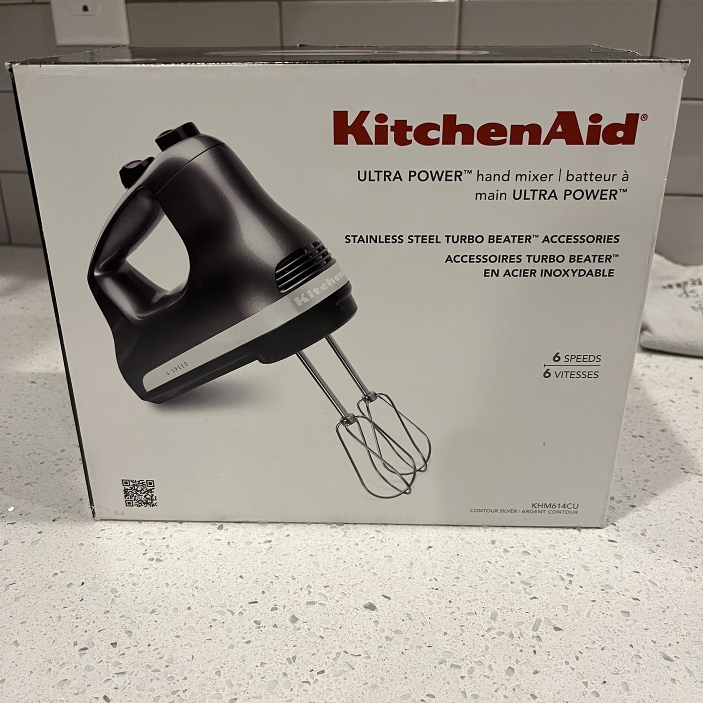 KitchenAid KHM614CU Hand Mixer with 6 Speeds, in Contour Silver