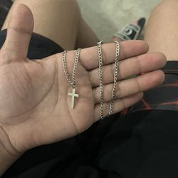 silver plated cross chain