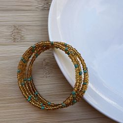 Millet beads multi-loop bracelet