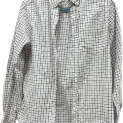 Men’s Plaid White And Grey Button-Up