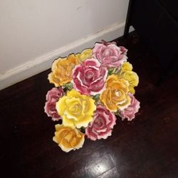 Porcelain Antique Rose Vase Very Heavy Before I Take To Auction Selling As Is Great Condition Was From A Estate Sale I Bought It