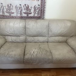 Beige Leather Couch