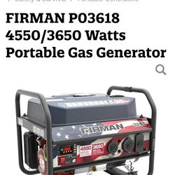 FIRMAN GENERATOR-4550/3650 Watts 120V Gas Generator