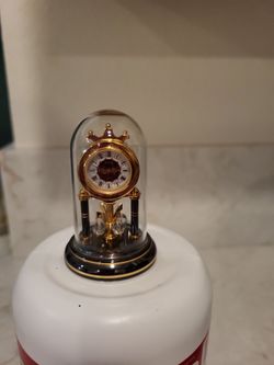 Miniature Bulova Quartz Anniversary Clock with Glass Dome