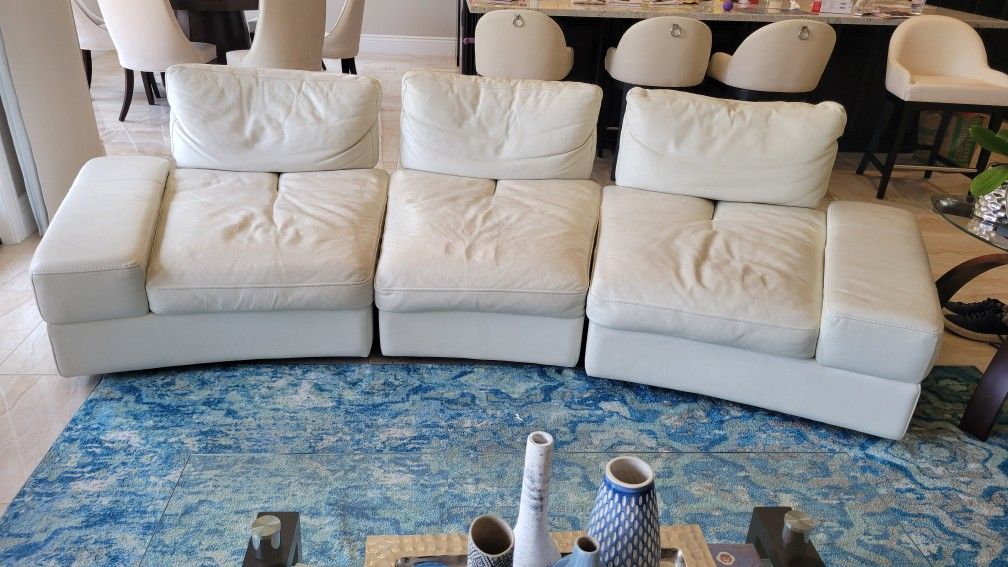 Leather Sofa With Reclining Back - Made in Italy