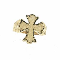 Men’s 10k Yellow Gold Nugget Textured Cross Ring Size 9 GP3137761